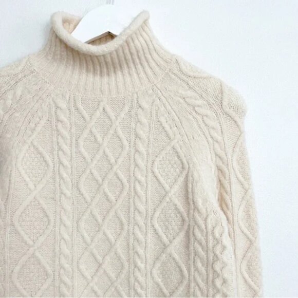 J.Crew Cable Knit Rollneck Sweater – Cream Merino Wool/Alpaca Blend – XS - Picture 3 of 5